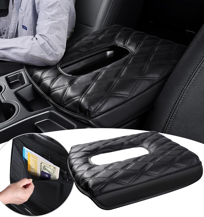 Sinvanho Store Center Console Cover for Chevy Chevrolet Silverado/ GMC Sierra 2019-2024 2025, PU Leather Armrest Box Middle Console Cover Protector Pad, Truck Interior Accessories (Split Bench Jump Seat Only) - Image 1